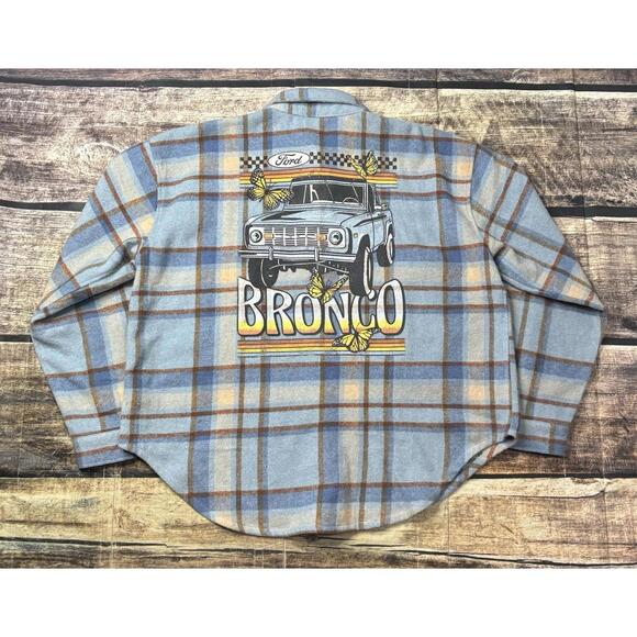 Ford Tops - Ford Bronco Top Womens Large Flannel Shirt Shacket Wool Blend Button